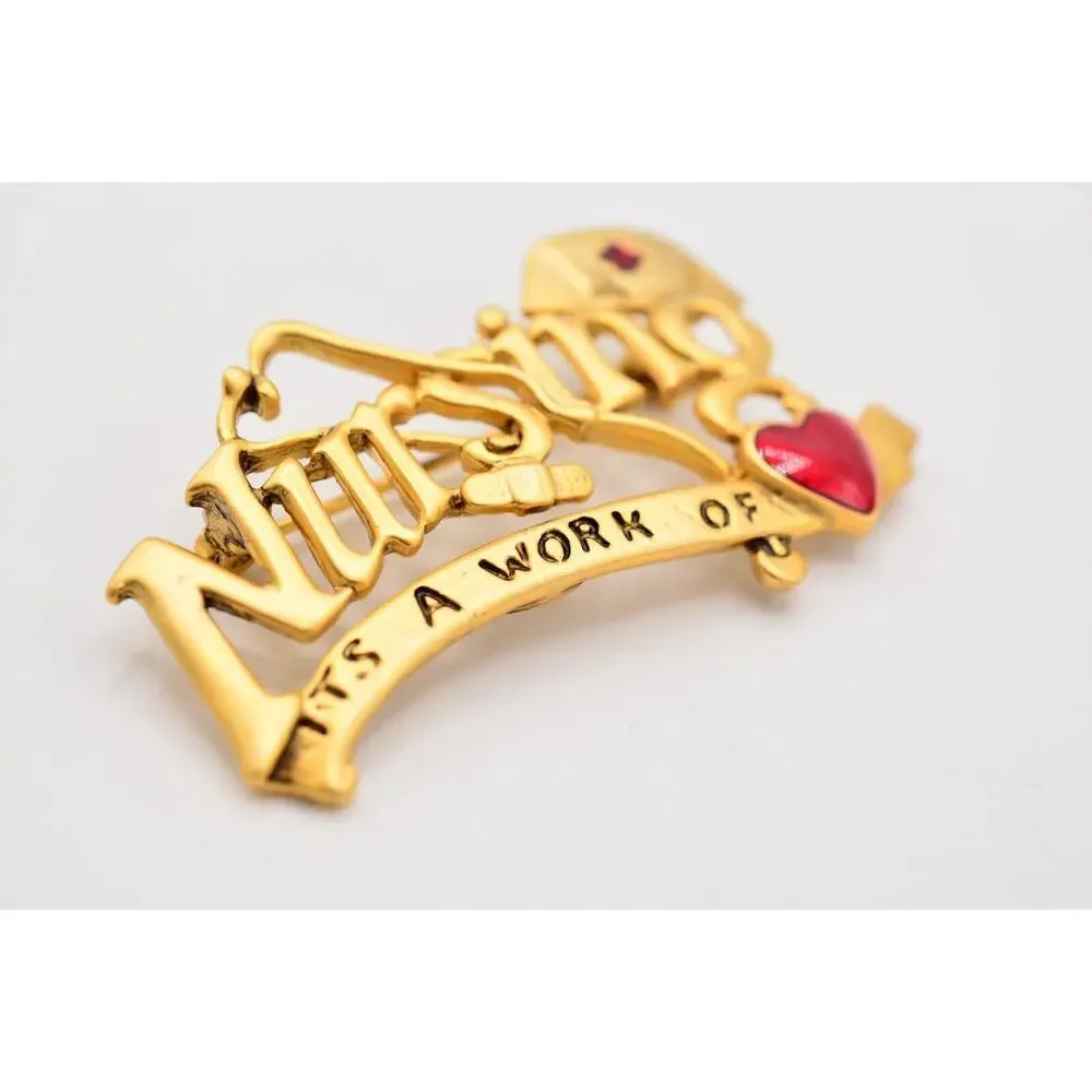Danecraft Vintage Caregiver Nurse Pin Brooch Nursing Work Of Heart NOS 80s BinA9